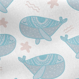 Cute Blue Whale Jersey Backed Fleece
