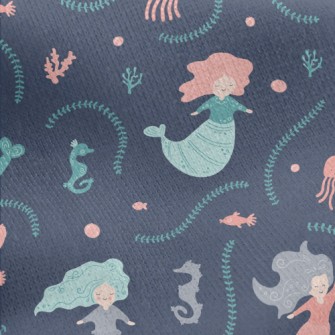 Cute Mermaid Under The Sea Jersey Backed Fleece