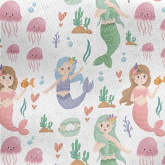 Colorful Watercolor Mermaid Jersey Backed Fleece