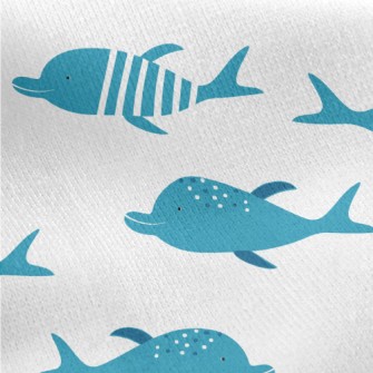 Cartoon Dolphin Pattern Jersey Backed Fleece