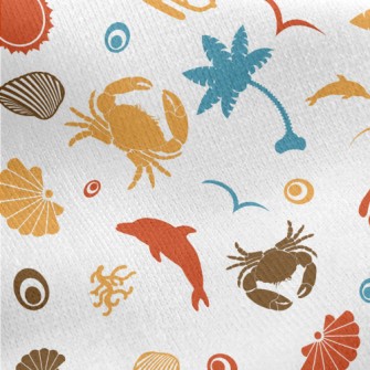 Colorful Beach Silhouette Jersey Backed Fleece