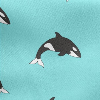 Cute Cartoon Killer Whale Jersey Backed Fleece