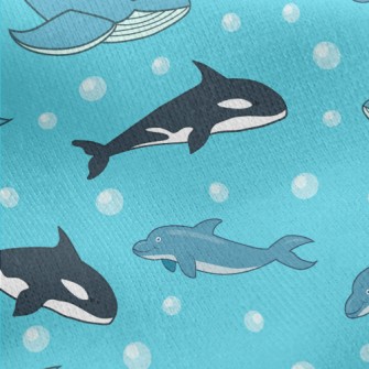 Cartoon Marine Mammals Jersey Backed Fleece