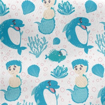 Dolphin And Mermaid Boy Jersey Backed Fleece