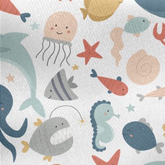 Cartoon Cute Underwater World Jersey Backed Fleece