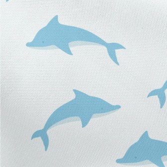 Blue Dolphin Illustration Pongee