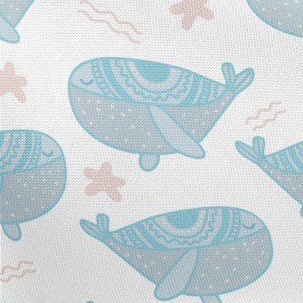 Cute Blue Whale Pongee
