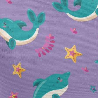 Cartoon Blue Dolphin Pongee