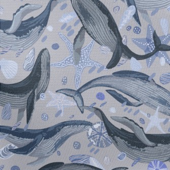 Elegant Hand Drawn Whale Pongee