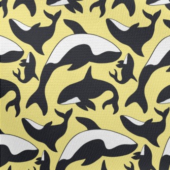 Simple Killer Whale Pattern Pongee