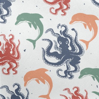 Colorful Octopus And Dolphin Pongee