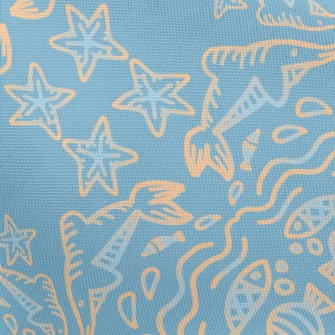 Hand Drawn Marine Life Pongee