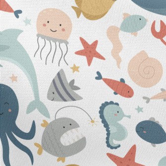 Cartoon Cute Underwater World Pongee