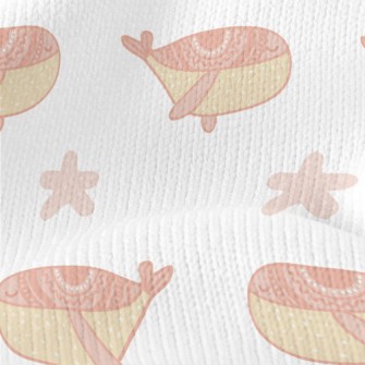Hand Drawn Pink Whale Stretch Jersey