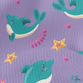 Cartoon Blue Dolphin Stretch Jersey