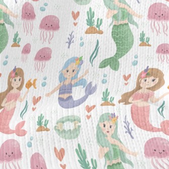 Colorful Watercolor Mermaid Stretch Jersey