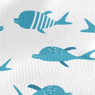 Cartoon Dolphin Pattern Stretch Jersey