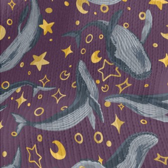 Hand Drawn Whale And Stars Stretch Jersey