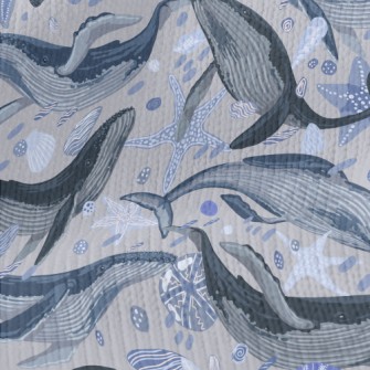 Elegant Hand Drawn Whale Stretch Jersey