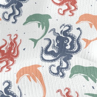 Colorful Octopus And Dolphin Stretch Jersey