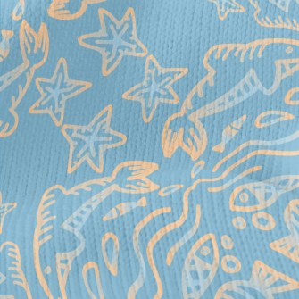 Hand Drawn Marine Life Stretch Jersey
