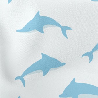 Blue Dolphin Illustration Lightweight Cotton Poplin