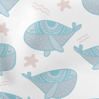 Cute Blue Whale Lightweight Cotton Poplin