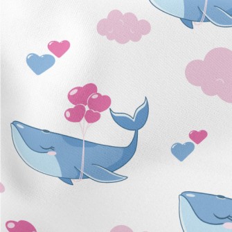 Whales Fly Into The Clouds Lightweight Cotton Poplin