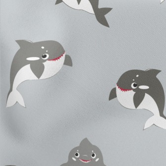 Killer Whale And Baby Shark Lightweight Cotton Poplin
