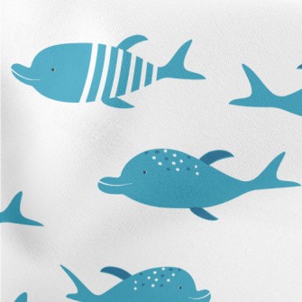 Cartoon Dolphin Pattern Lightweight Cotton Poplin