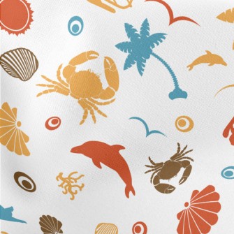 Colorful Beach Silhouette Lightweight Cotton Poplin