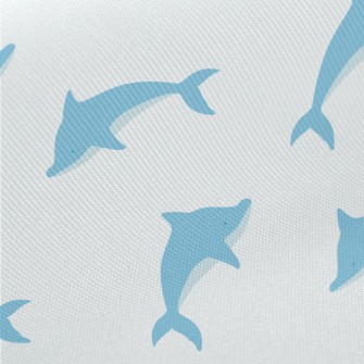 Blue Dolphin Illustration Midweight Cotton Poplin