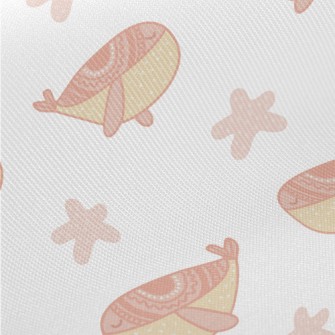 Hand Drawn Pink Whale Midweight Cotton Poplin