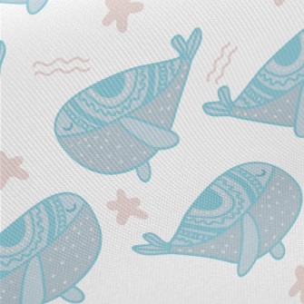 Cute Blue Whale Midweight Cotton Poplin
