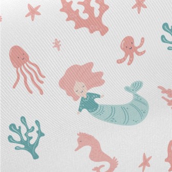 Beautiful Coral Reef And Merma Midweight Cotton Poplin