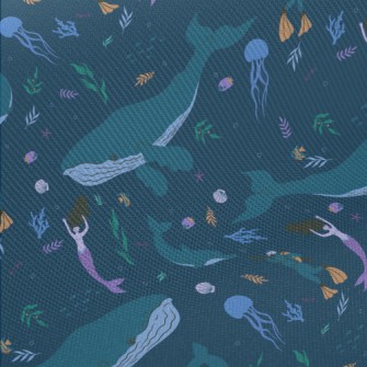 Undersea Diving Beauty Midweight Cotton Poplin