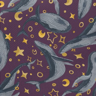Hand Drawn Whale And Stars Midweight Cotton Poplin