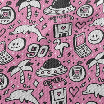 90s Retro Cartoon Pattern Birdseye Piqué