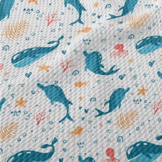 Cartoon Cute Whale Birdseye Piqué