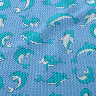 Happy Cartoon Dolphin Birdseye Piqué