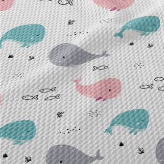 Cute Colorful Whale Birdseye Piqué