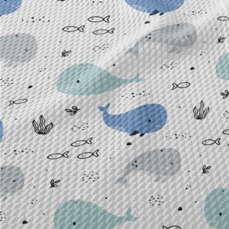 Smiling Whale Illustration Birdseye Piqué