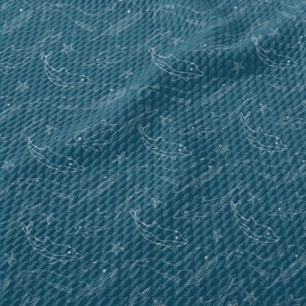 Whale Dolphin Line Illustratio Birdseye Piqué