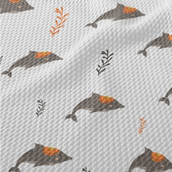 Hand Drawn Ethnic Dolphin Birdseye Piqué
