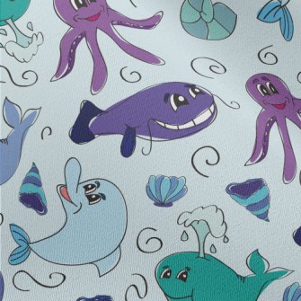 Marine Life Doodles Chiffon