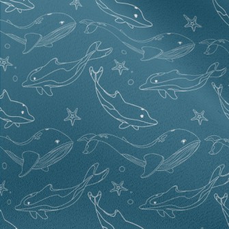 Whale Dolphin Line Illustratio Chiffon