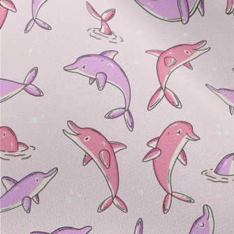 Cartoon Pink And Purple Dolphi Chiffon