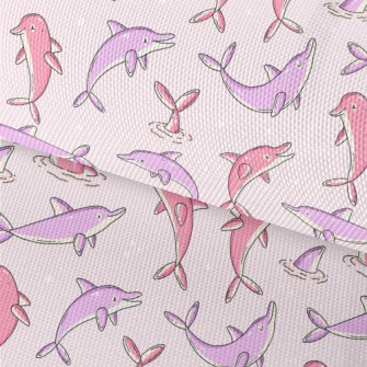 Cartoon Pink And Purple Dolphi Waterproof Oxford