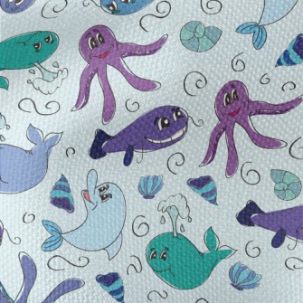 Marine Life Doodles Waterproof Canvas