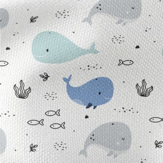 Smiling Whale Illustration Waterproof Canvas